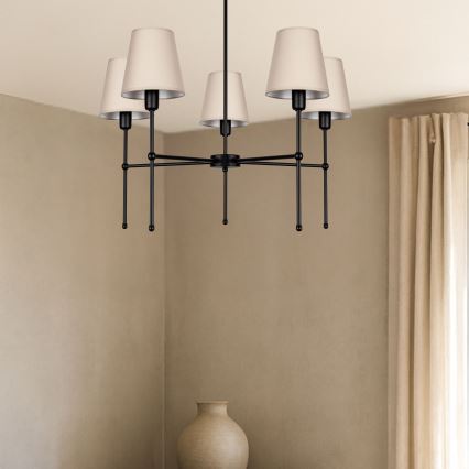 Luster na štapu MADELA 5xE14/40W/230V bež/crna