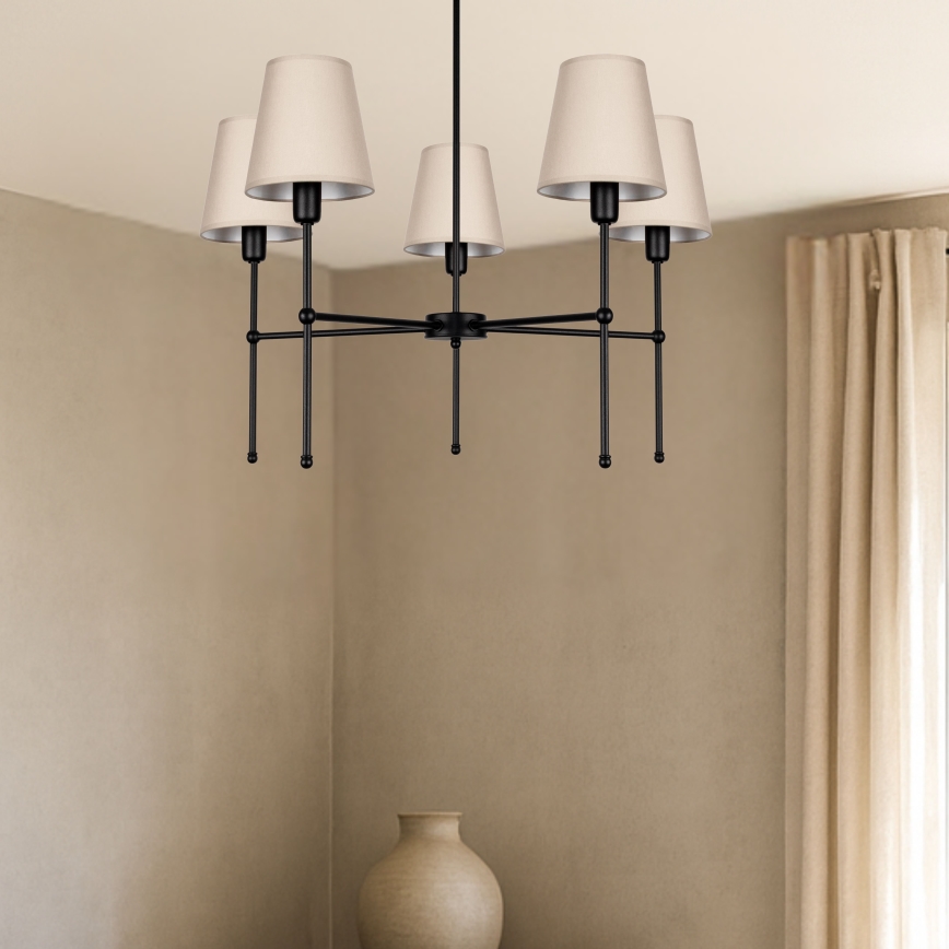 Luster na štapu MADELA 5xE14/40W/230V bež/crna