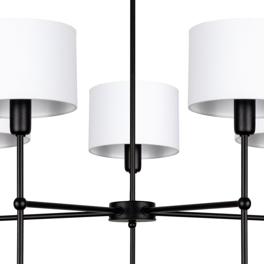 Luster na štapu MADELA 5xE14/40W/230V bijela/crna