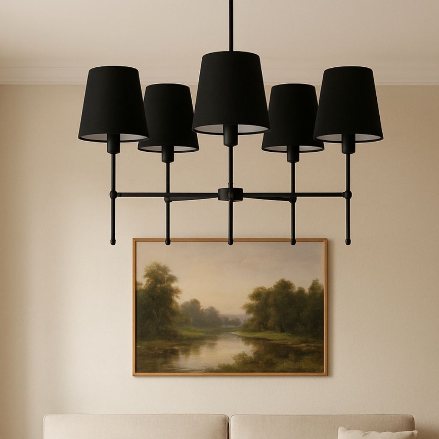 Luster na štapu MADELA 5xE14/40W/230V crni