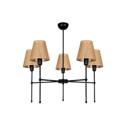 Luster na štapu MADELA 5xE14/40W/230V juta/crna
