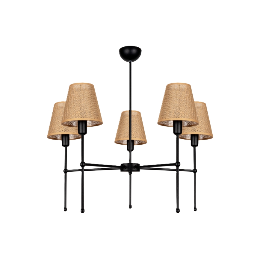 Luster na štapu MADELA 5xE14/40W/230V juta/crna