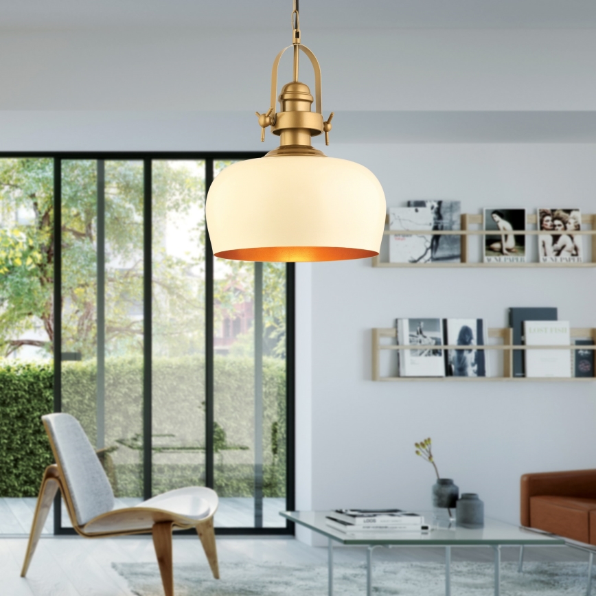 Luster na užadici MONZA 1xE27/40W/230V promjer 30 cm kremasta/bronzana