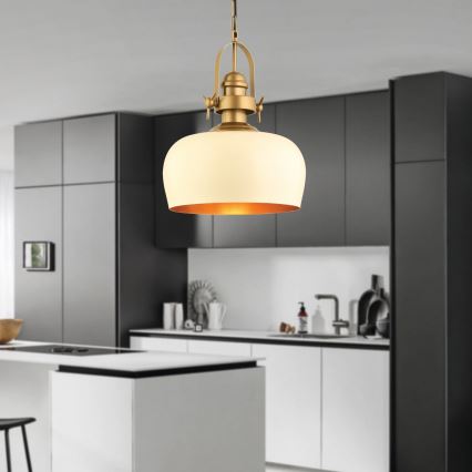 Luster na užadici MONZA 1xE27/40W/230V promjer 30 cm kremasta/bronzana