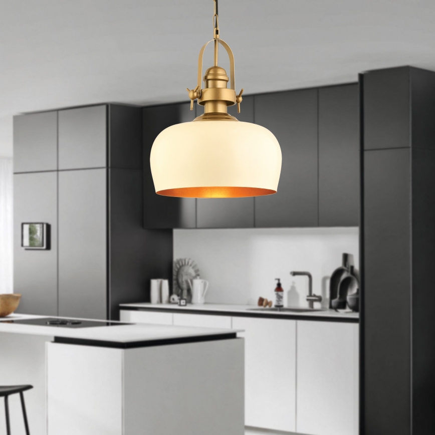 Luster na užadici MONZA 1xE27/40W/230V promjer 30 cm kremasta/bronzana