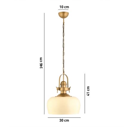 Luster na užadici MONZA 1xE27/40W/230V promjer 30 cm kremasta/bronzana