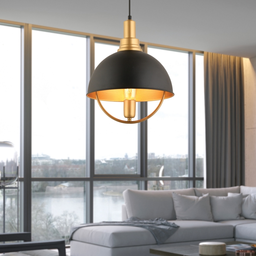 Luster na uže MONZA 1xE27/40W/230V promjer 30 cm crna/zlatna