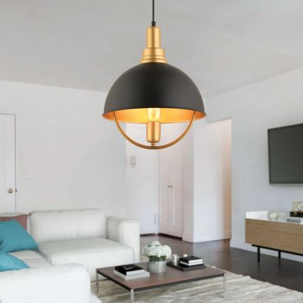 Luster na uže MONZA 1xE27/40W/230V promjer 30 cm crna/zlatna