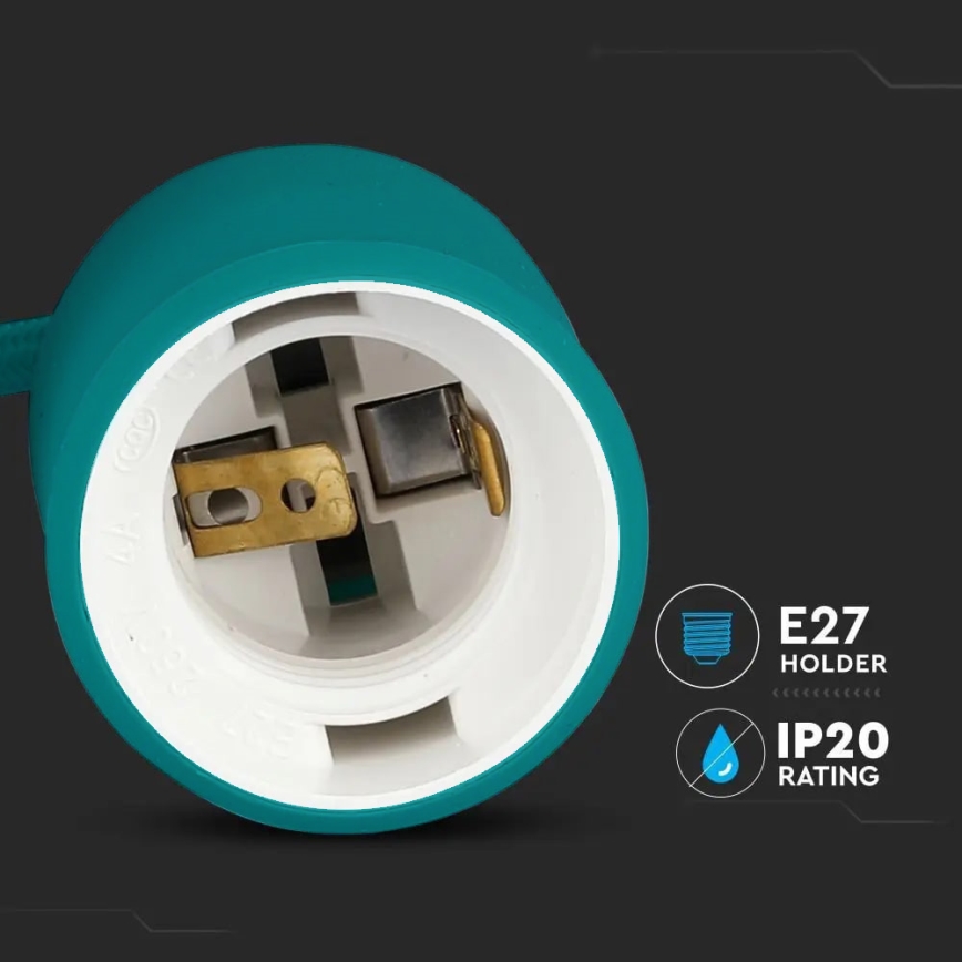 Luster na užetu 1xE27/60W/230V tirkizna
