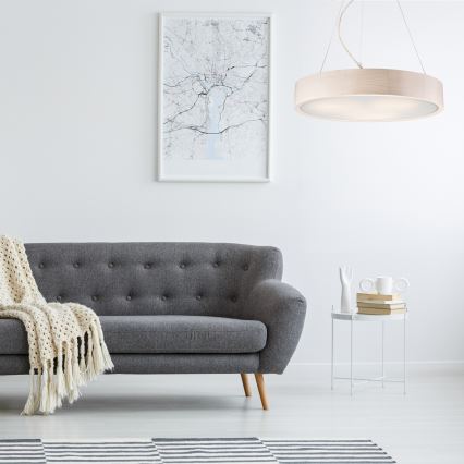 Luster na užetu 3xE27/60W/230V ? 47 cm borovina