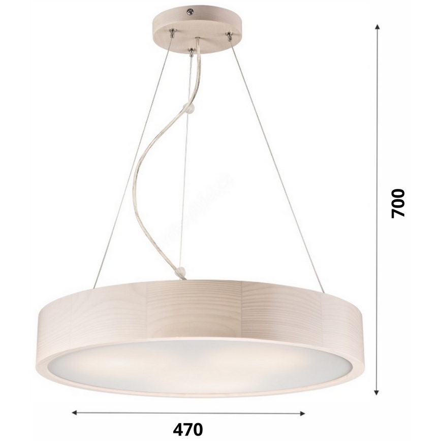 Luster na užetu 3xE27/60W/230V ? 47 cm borovina
