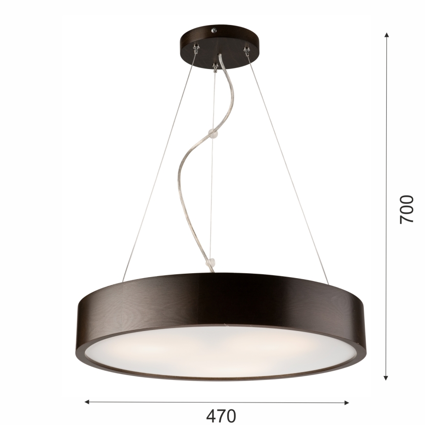 Luster na užetu 3xE27/60W/230V ? 47 cm borovina