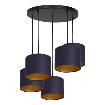 Luster na užetu ARDEN 5xE27/60W/230V ljubičasta/zlatna