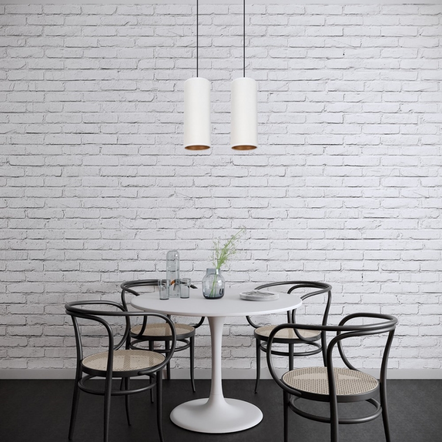Luster na užetu AVALO 2xE27/60W/230V bijela/mesing