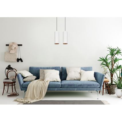 Luster na užetu AVALO 2xE27/60W/230V bijela/mesing