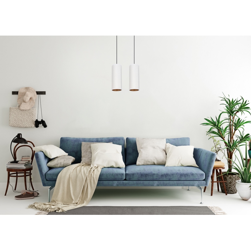 Luster na užetu AVALO 2xE27/60W/230V bijela/mesing