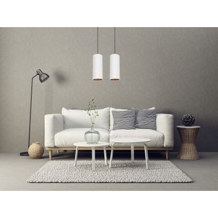 Luster na užetu AVALO 2xE27/60W/230V bijela/mesing