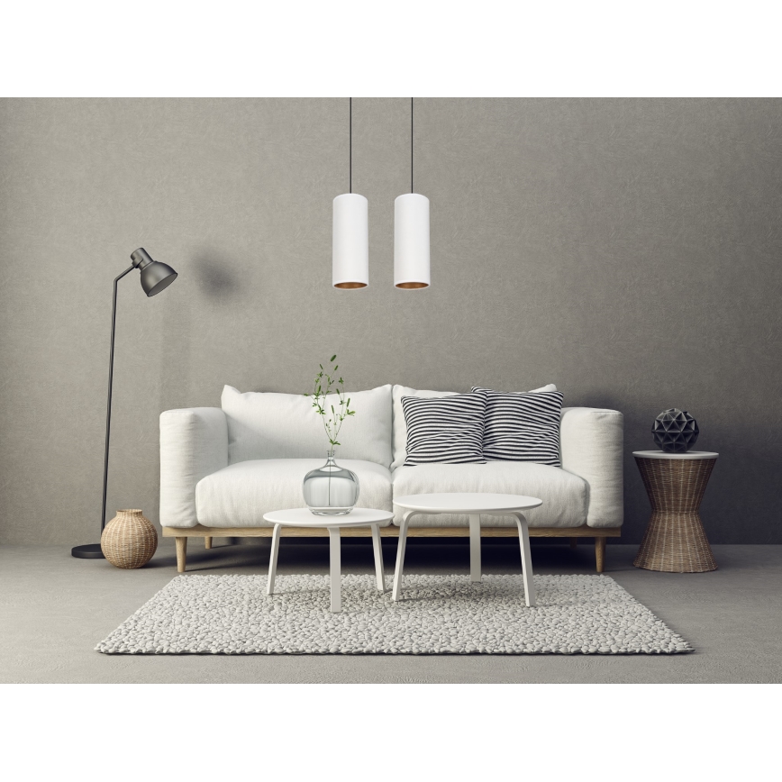 Luster na užetu AVALO 2xE27/60W/230V bijela/mesing