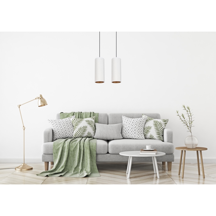 Luster na užetu AVALO 2xE27/60W/230V bijela/mesing