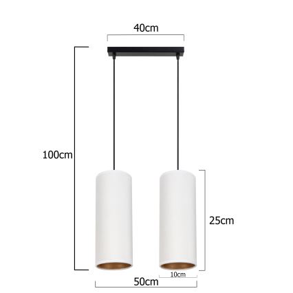 Luster na užetu AVALO 2xE27/60W/230V bijela/mesing