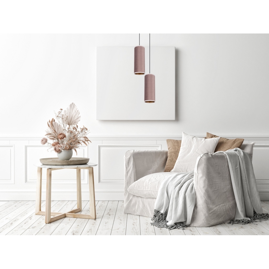 Luster na užetu AVALO 2xE27/60W/230V promjer 20 cm ružičasta/mesing