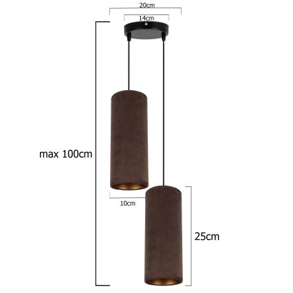 Luster na užetu AVALO 2xE27/60W/230V promjer 20 cm smeđa/mesingana