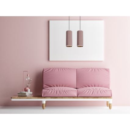 Luster na užetu AVALO 2xE27/60W/230V ružičasta/mesing