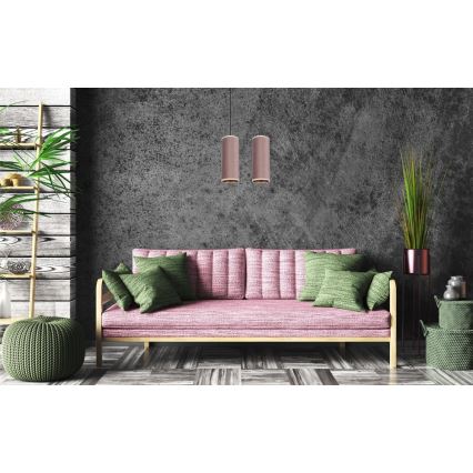 Luster na užetu AVALO 2xE27/60W/230V ružičasta/mesing