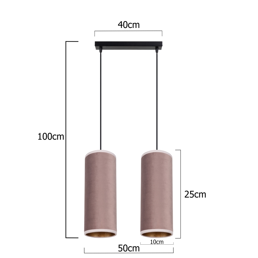 Luster na užetu AVALO 2xE27/60W/230V ružičasta/mesing
