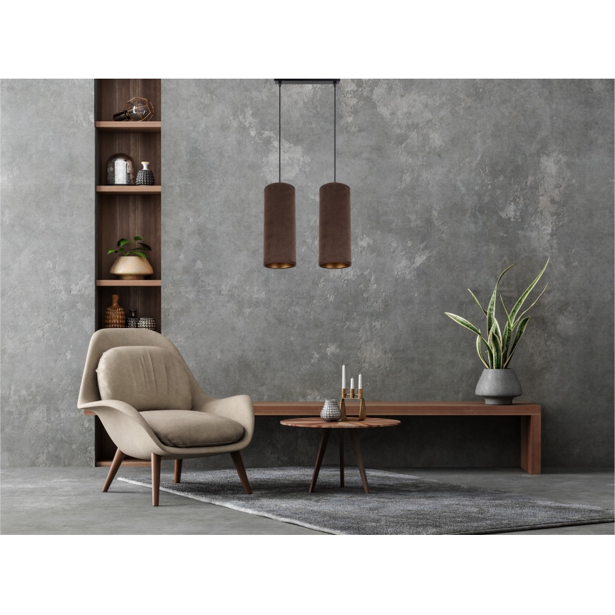 Luster na užetu AVALO 2xE27/60W/230V smeđa/mesingana