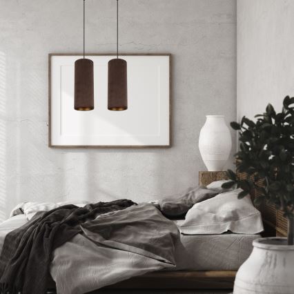 Luster na užetu AVALO 2xE27/60W/230V smeđa/mesingana