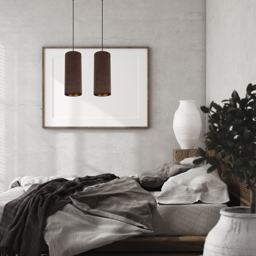 Luster na užetu AVALO 2xE27/60W/230V smeđa/mesingana