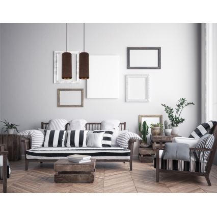 Luster na užetu AVALO 2xE27/60W/230V smeđa/mesingana