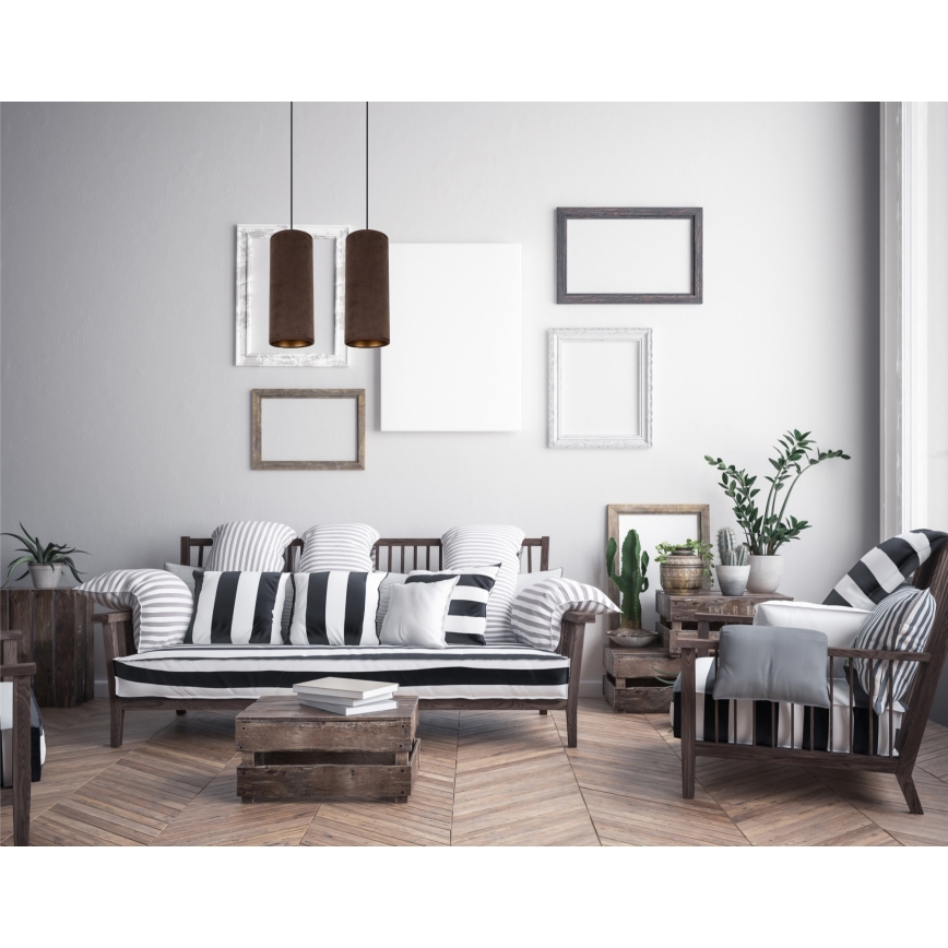 Luster na užetu AVALO 2xE27/60W/230V smeđa/mesingana