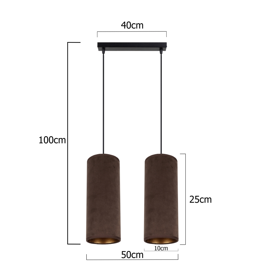 Luster na užetu AVALO 2xE27/60W/230V smeđa/mesingana