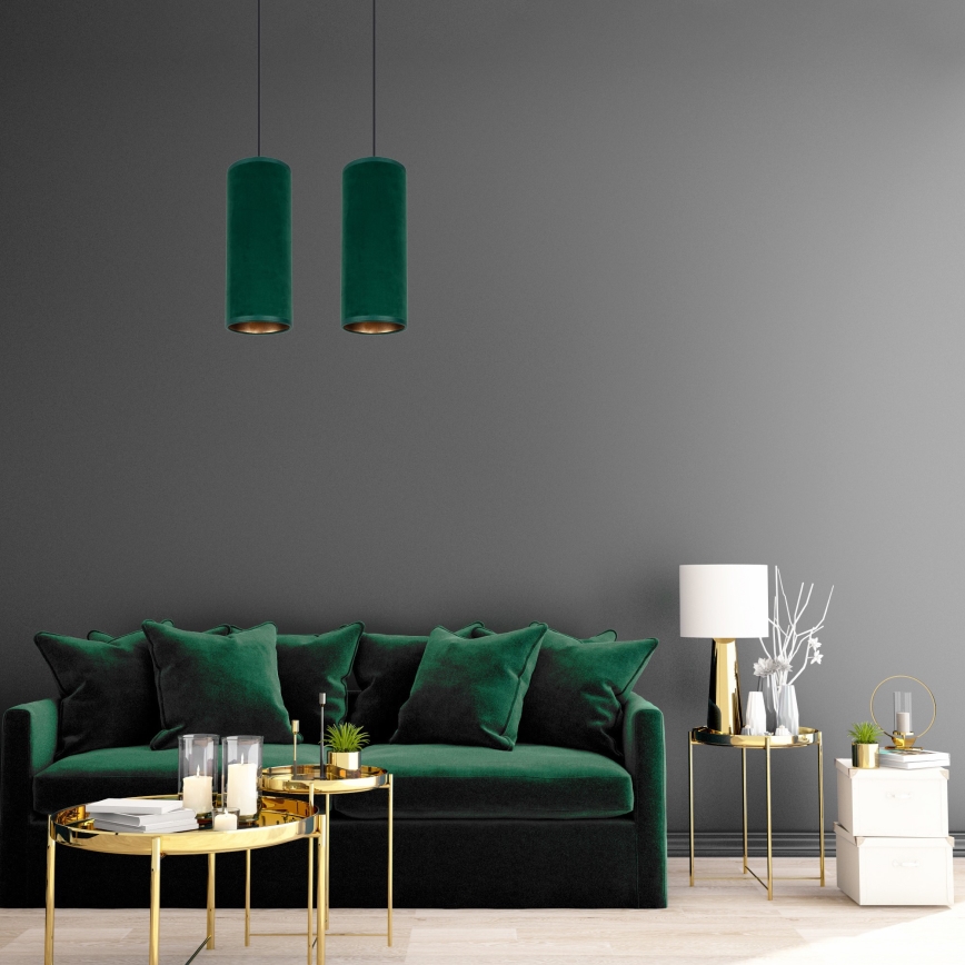 Luster na užetu AVALO 2xE27/60W/230V zelena/mesing