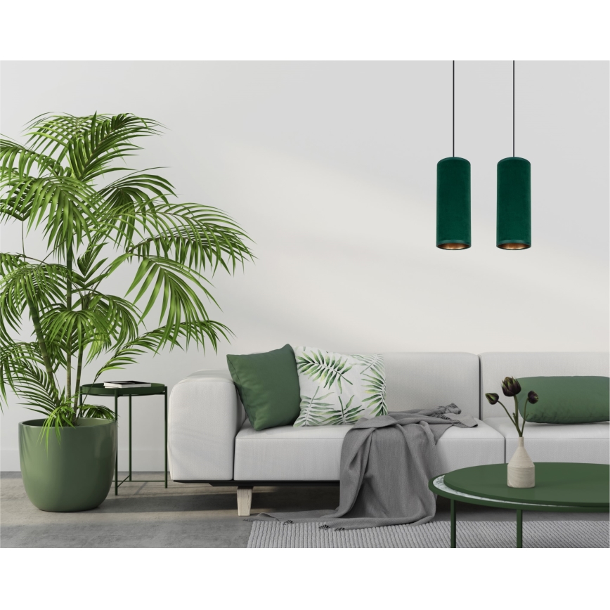 Luster na užetu AVALO 2xE27/60W/230V zelena/mesing