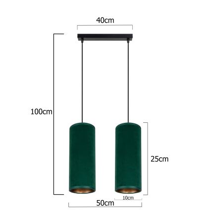 Luster na užetu AVALO 2xE27/60W/230V zelena/mesing