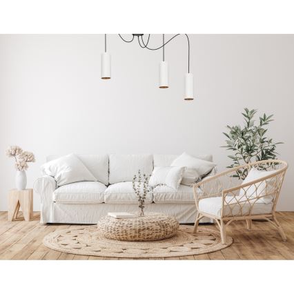 Luster na užetu AVALO 3xE27/60W/230V bijela/mesing