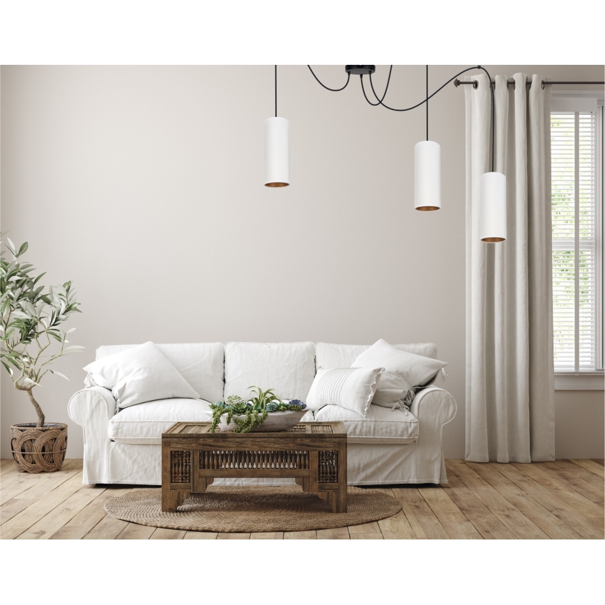 Luster na užetu AVALO 3xE27/60W/230V bijela/mesing
