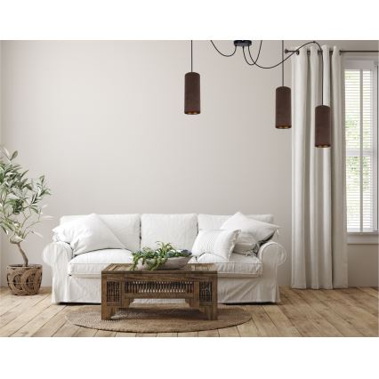 Luster na užetu AVALO 3xE27/60W/230V pauk smeđa/mesingana