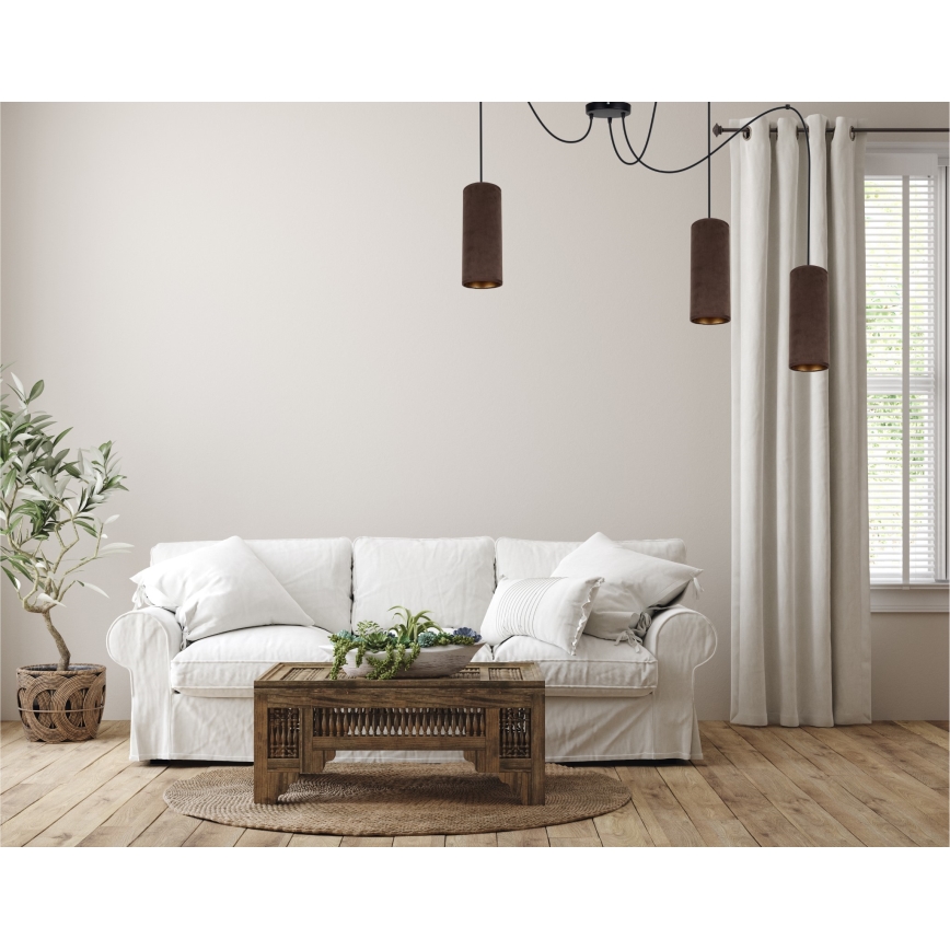 Luster na užetu AVALO 3xE27/60W/230V pauk smeđa/mesingana