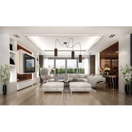 Luster na užetu AVALO 3xE27/60W/230V pauk smeđa/mesingana