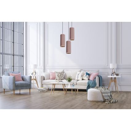 Luster na užetu AVALO 3xE27/60W/230V promjer 35 cm ružičasta/mesing