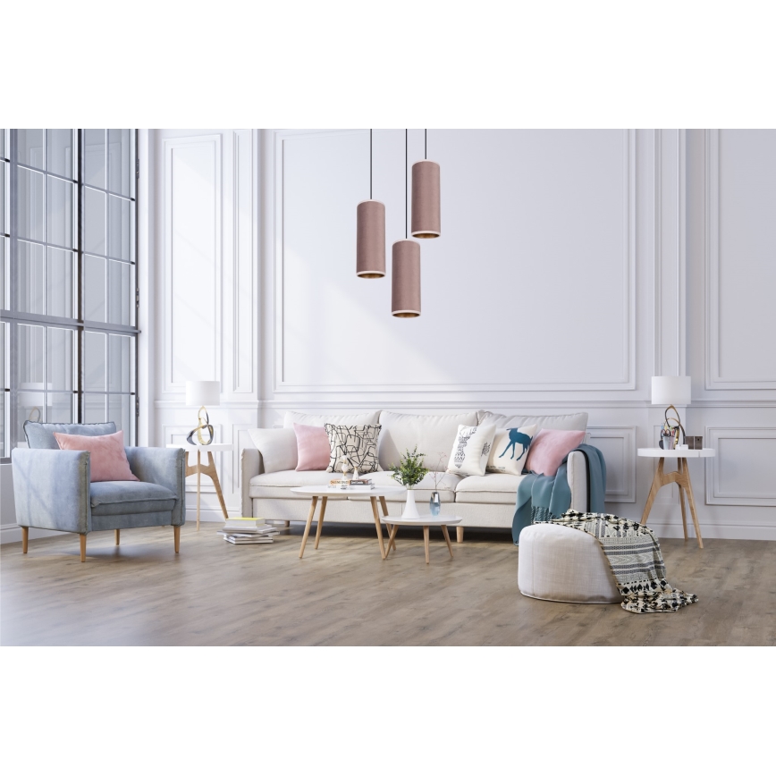 Luster na užetu AVALO 3xE27/60W/230V promjer 35 cm ružičasta/mesing