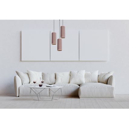 Luster na užetu AVALO 3xE27/60W/230V promjer 35 cm ružičasta/mesing