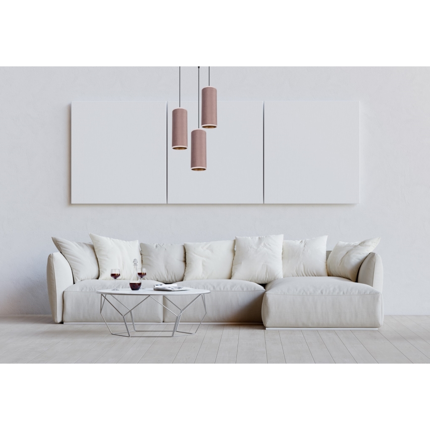Luster na užetu AVALO 3xE27/60W/230V promjer 35 cm ružičasta/mesing
