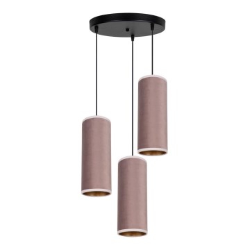 Luster na užetu AVALO 3xE27/60W/230V promjer 35 cm ružičasta/mesing