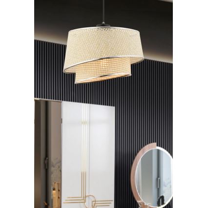 Luster na užetu BARETTE 1xE27/60W/230V krem/zlatno kromirani