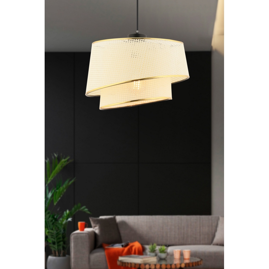 Luster na užetu BARETTE 1xE27/60W/230V krem/ zlato